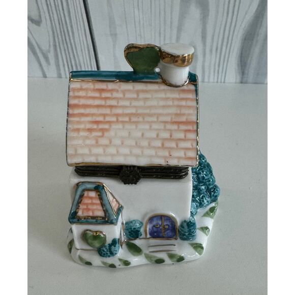 Trinket Box Holiday House Figurine Christmas Hinged - Picture 2 of 5